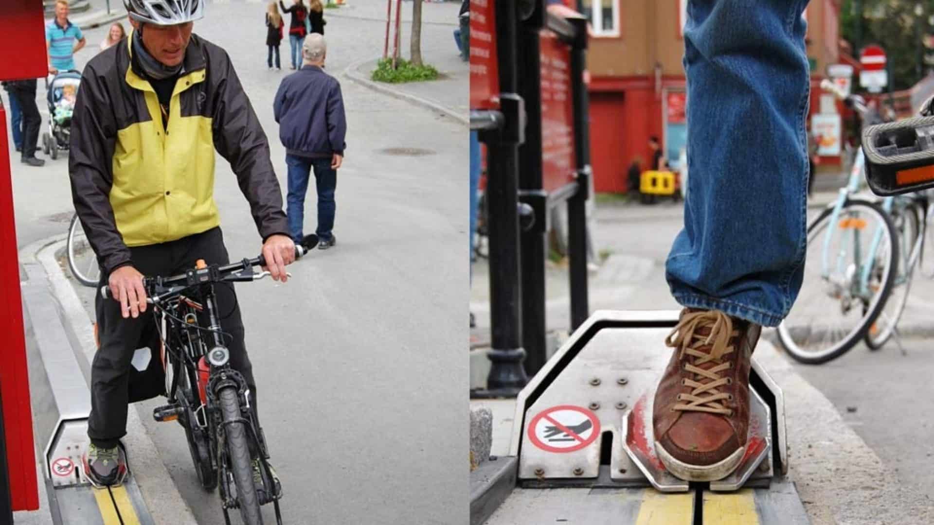 Escada rolante para bicicletas faz sucesso na Noruega