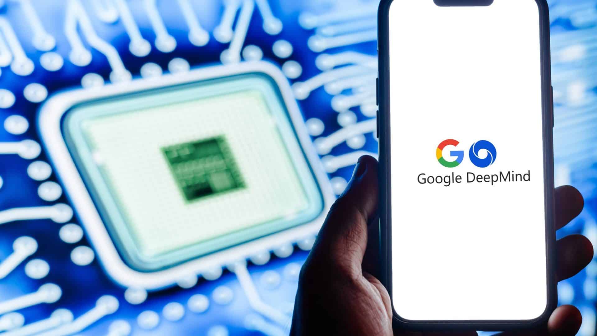 Logo do Google DeepMind ao lado de uma ilustração de um processador