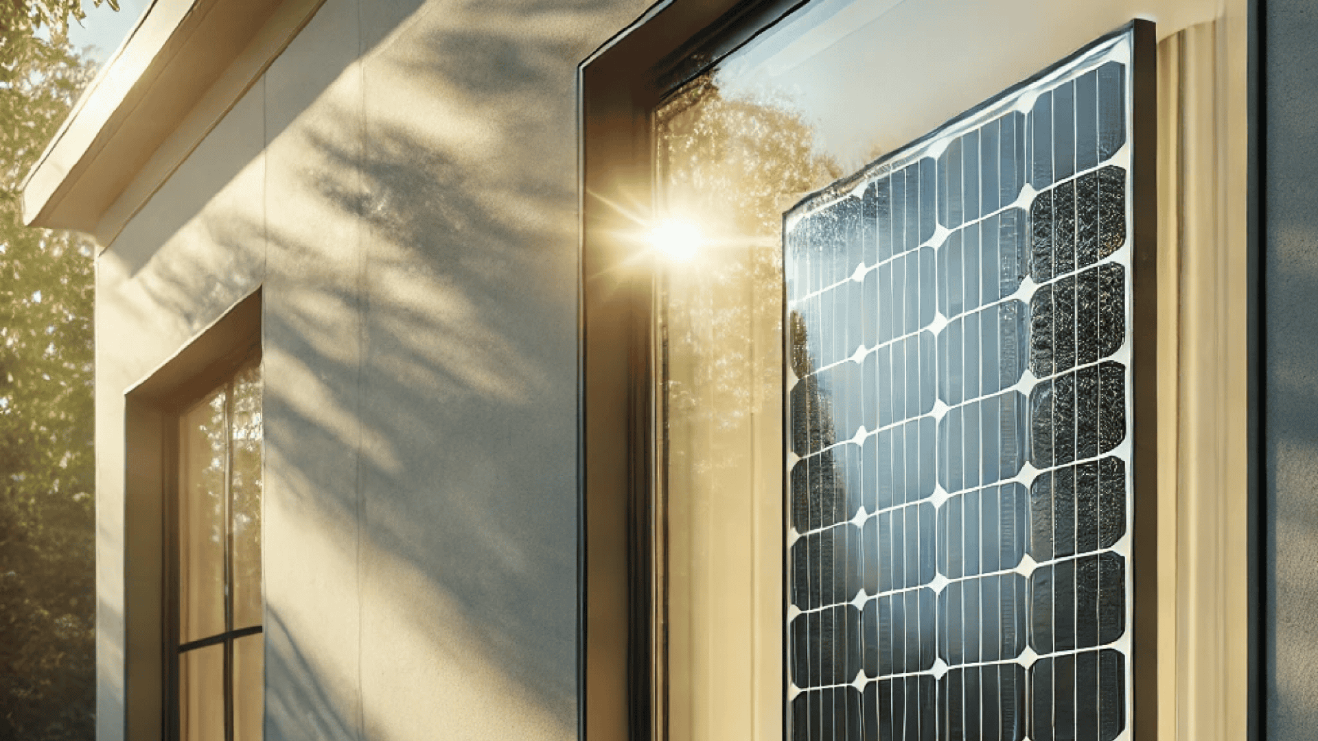 ilustração de um painel solar na janela de uma casa