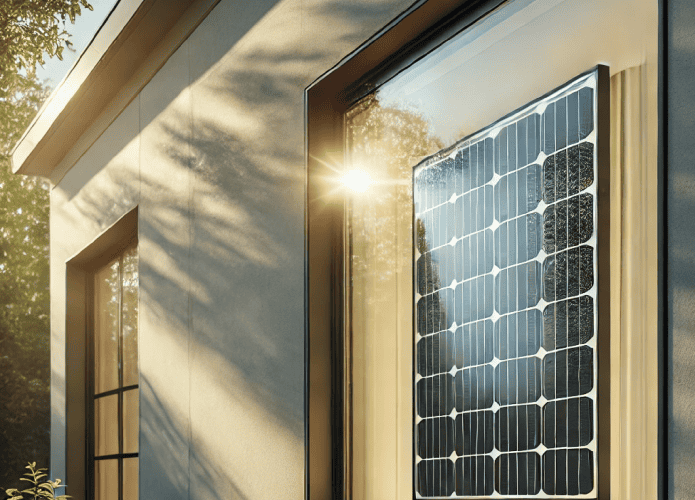 ilustração de um painel solar na janela de uma casa