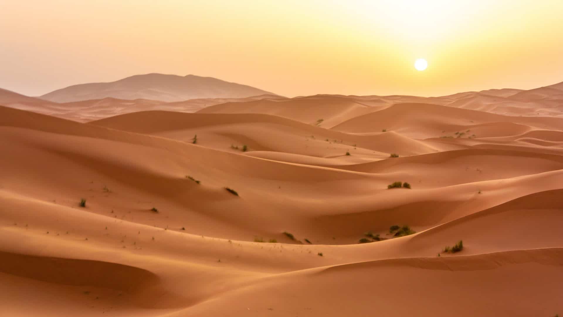 Dunas de areia intermináveis em um deserto escaldante