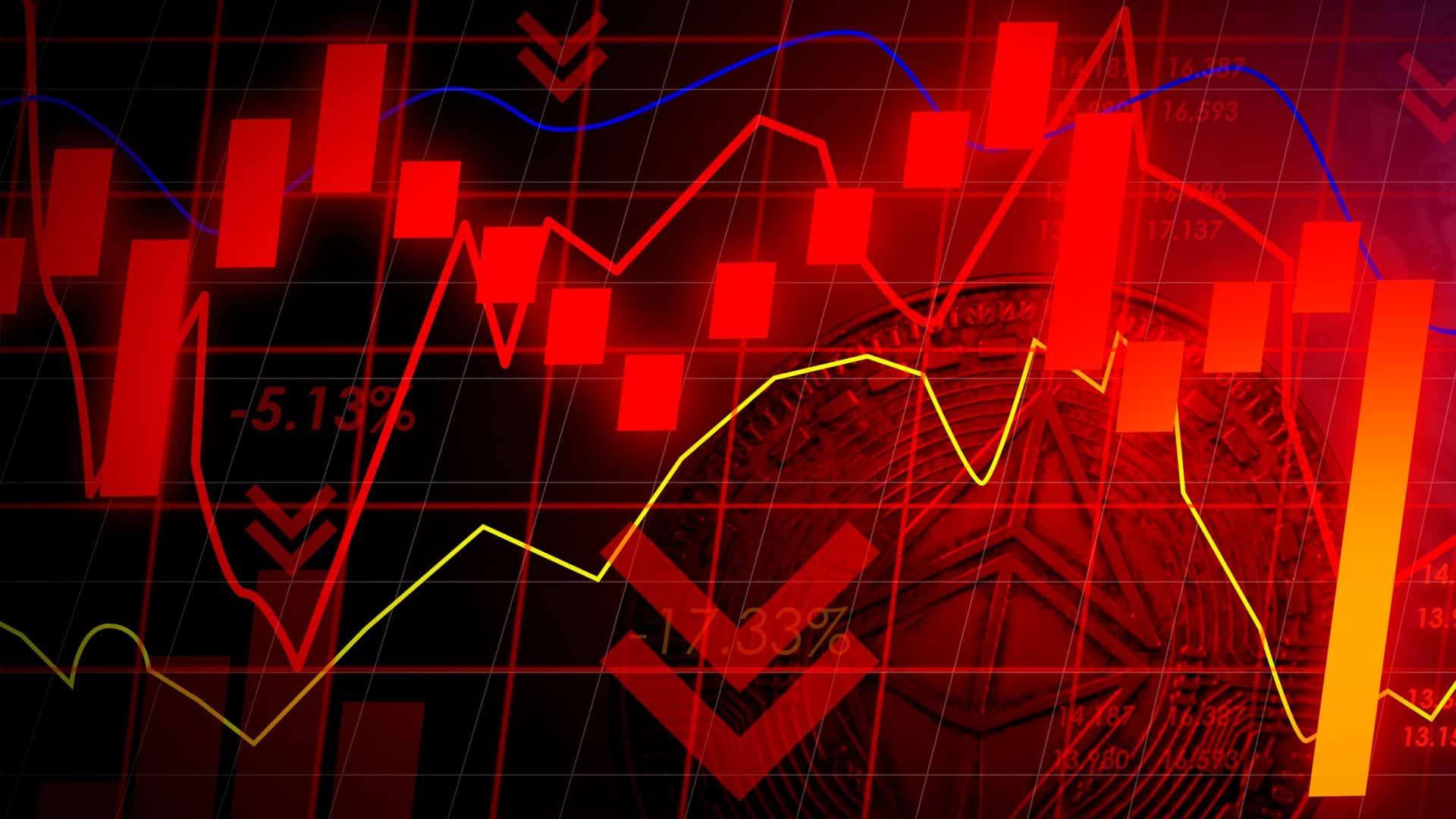 Ilustração de ações financeiras no vermelho