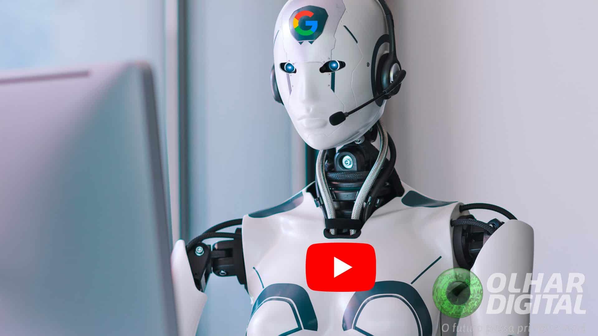 Robô trabalhando com atendente em escritório