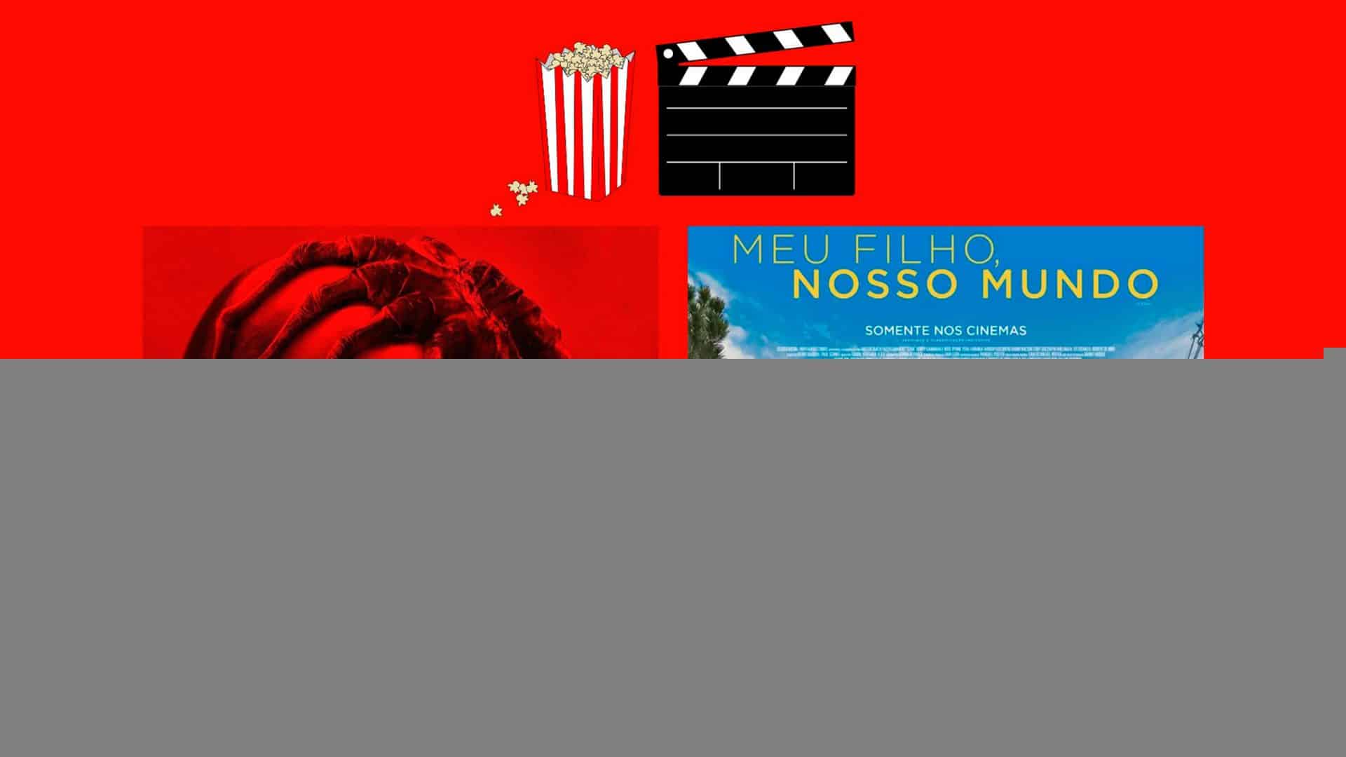 Montagem com pôsteres dos filmes Alien: Romulus e Meu Filho, Nosso Mundo, que estão entre lançamentos de filmes da semana