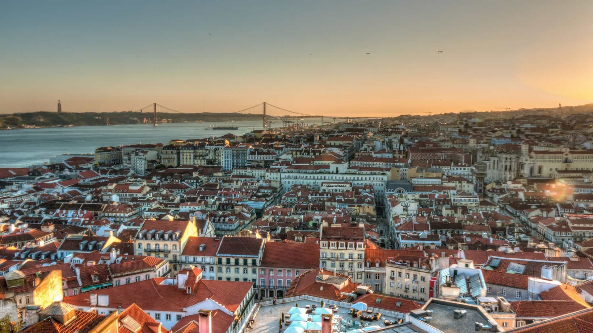 Vista aérea de Lisboa, em Portugal