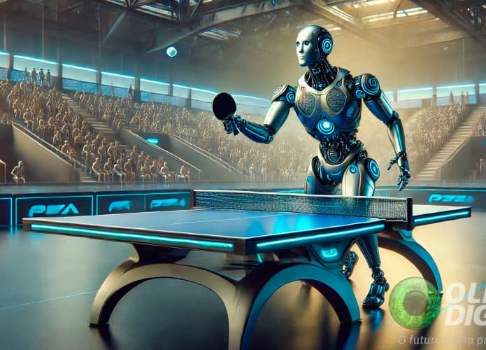 Ilustração de robô jogando ping-pong