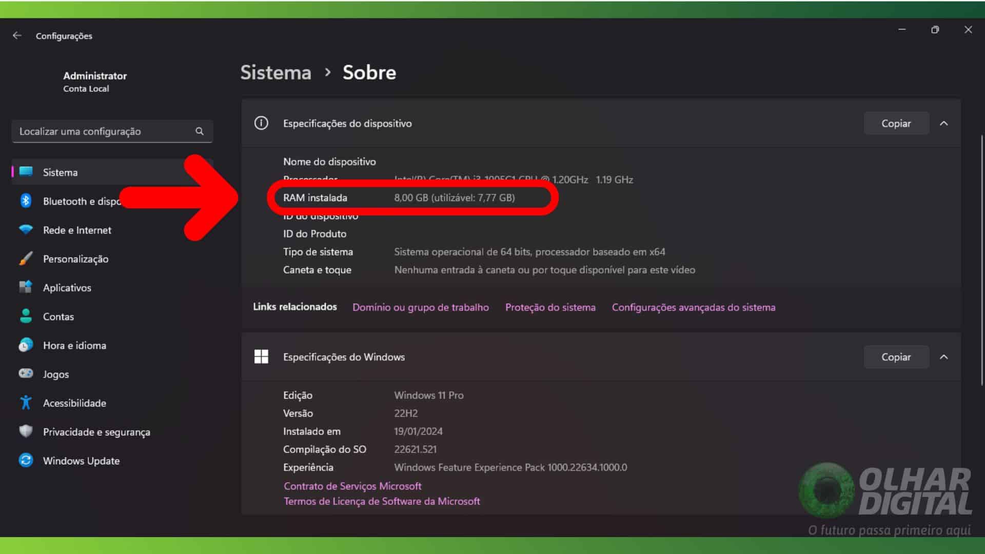 Como ver quanta memória RAM tem no Windows 11