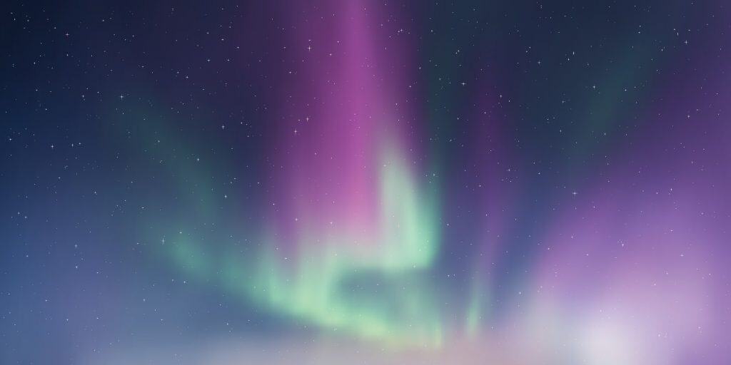 Ilustração de luzes do norte, fernômeno também chamado de aurora boreal
