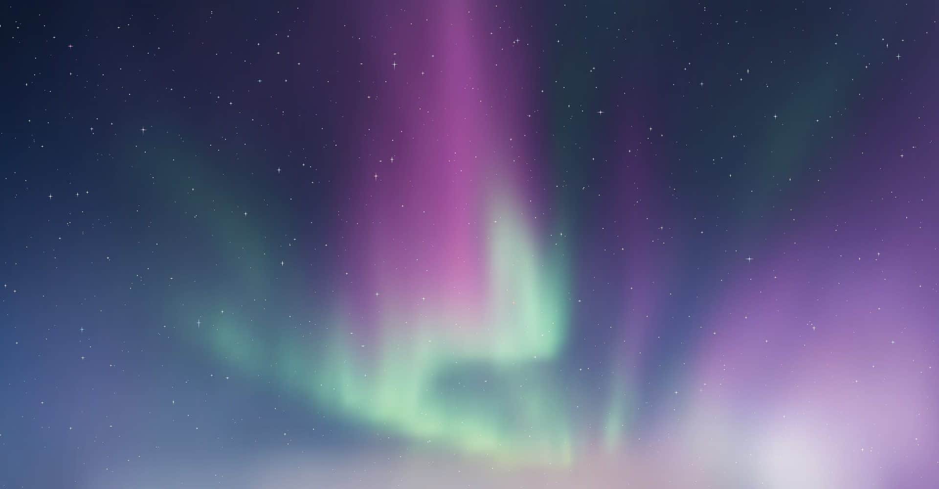 Ilustração de luzes do norte, fernômeno também chamado de aurora boreal