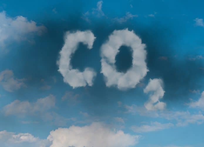 Fumaça formando escrita CO2