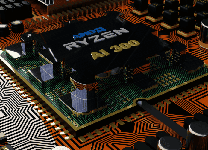 imagem mostra um chip em uma placa de circuito de hardware de um pc