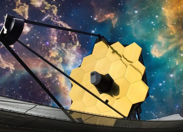 Representação artística do Telescópio Espacial James Webb (JWST), da NASA