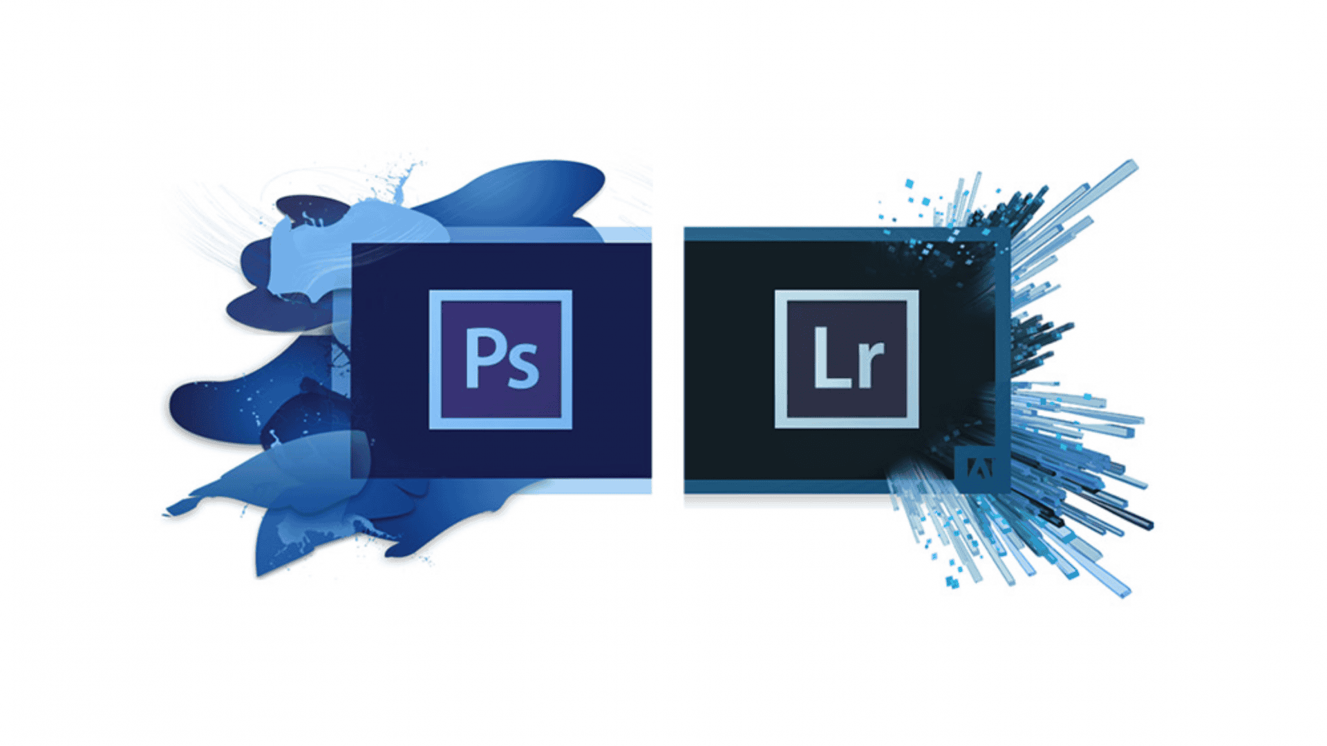 imagem mostra uma ilustração que compara os ícones do photoshop e lightroom