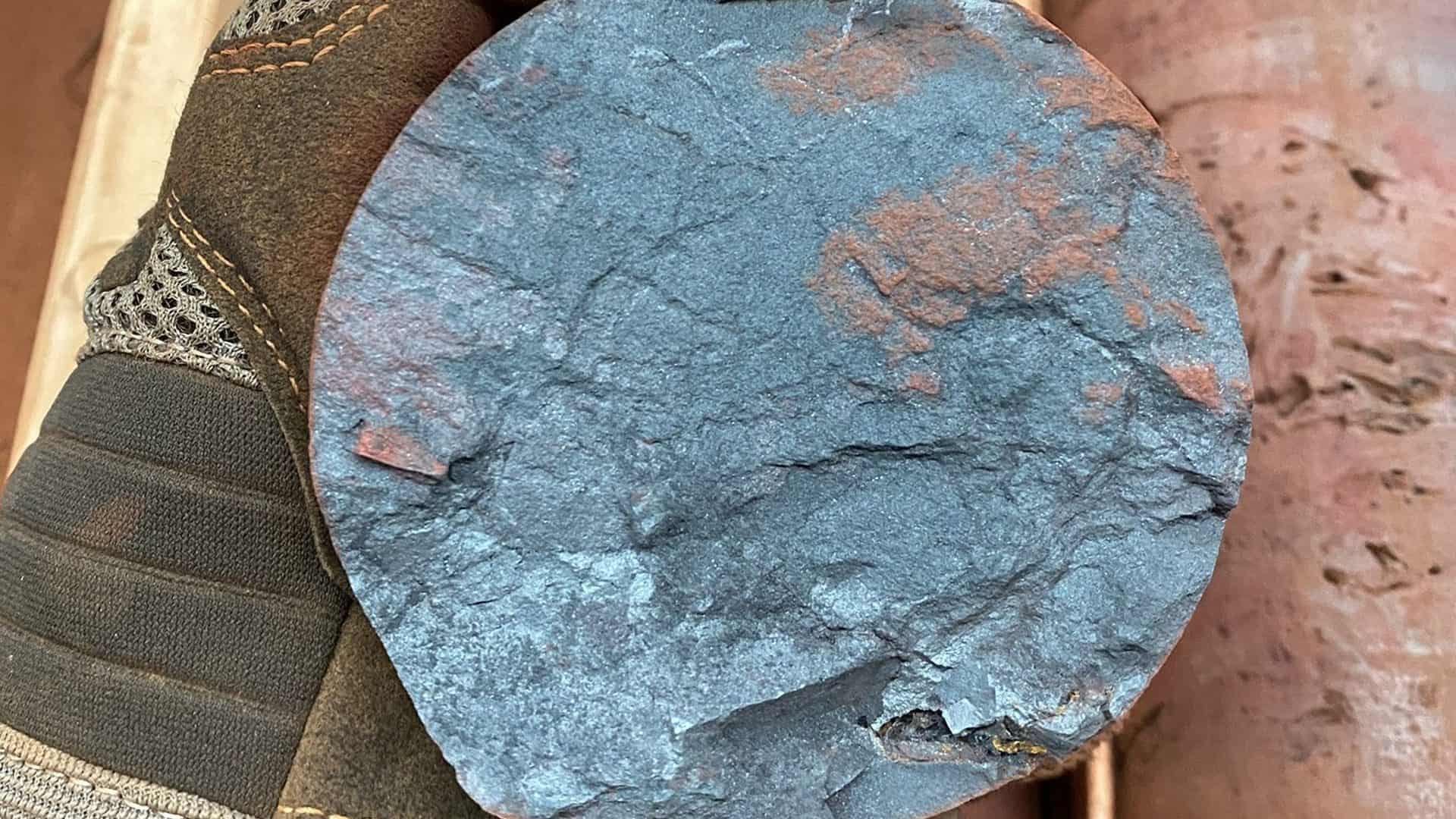 Foto mostra pedaço e minério de ferro com mais de 1 bilhão de anos, da província de Hamersley, na Austrália. Crédito: Liam Courtney-Davies/Curtin University