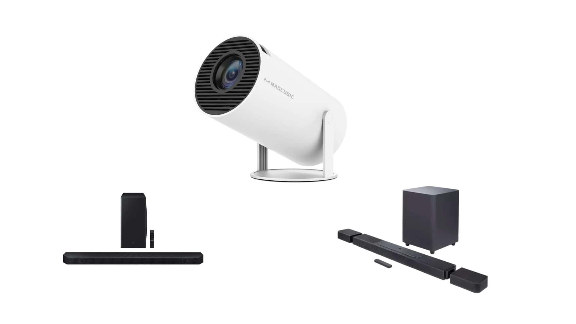 Projetores e soundbars em oferta