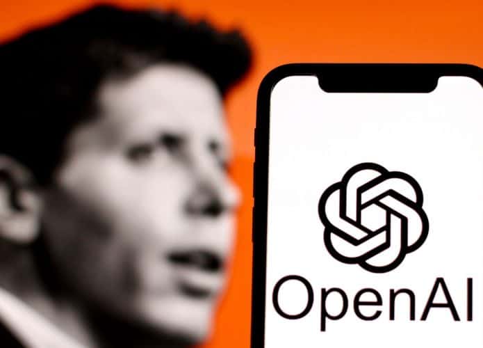 Sam Altman e o logo da OpenAI