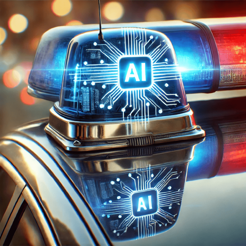 Imagem associando uma sirene de polícia com inteligência artificial