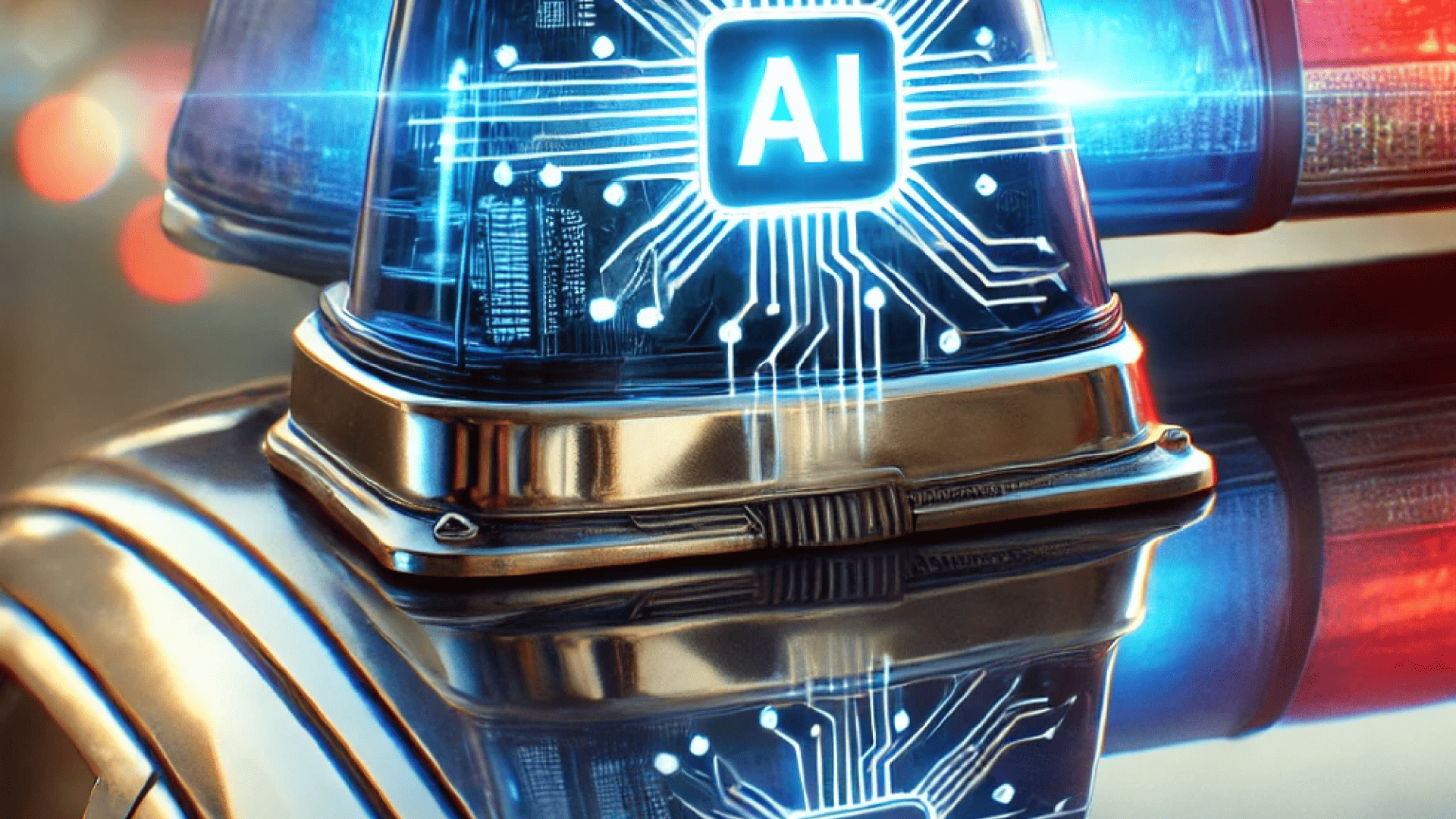 Imagem associando uma sirene de polícia com inteligência artificial