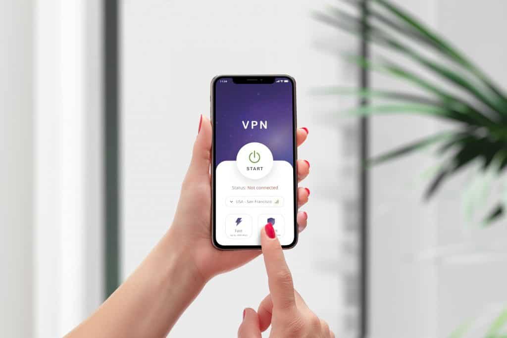 VPN sendo mostrada em uma tela de celular
