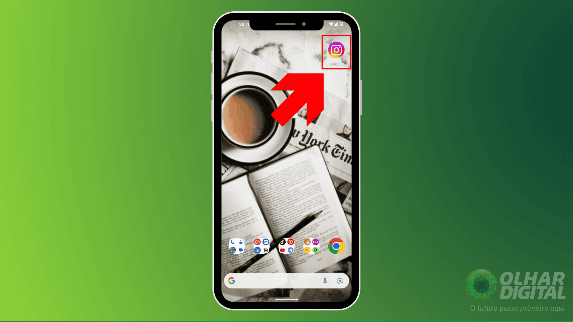 imagem mostra uma lista apontando para o aplicativo do instagram