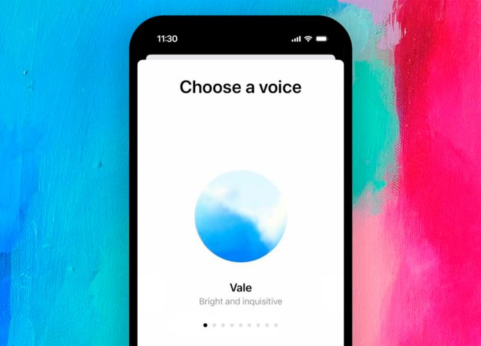 Montagem com celular mostrando uma das novas vozes do ChatGPT