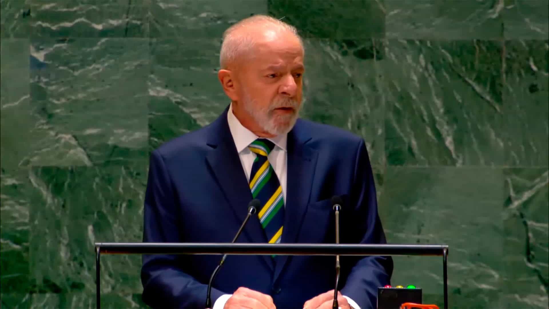 Presidente Luiz Inácio Lula da Silva durante discurso na ONU