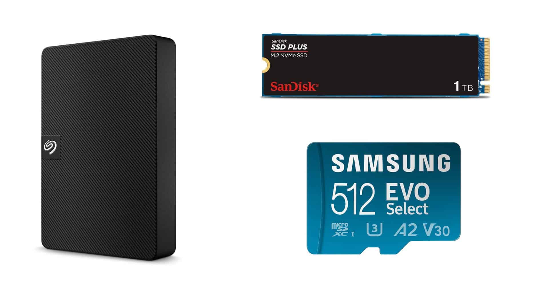 SSD e cartão de memória em oferta