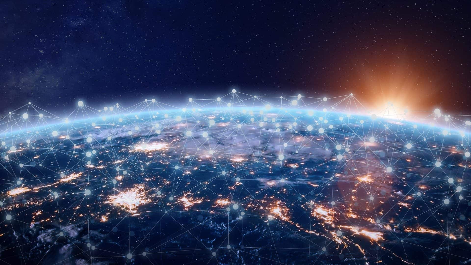 Terra com conexões via satélite