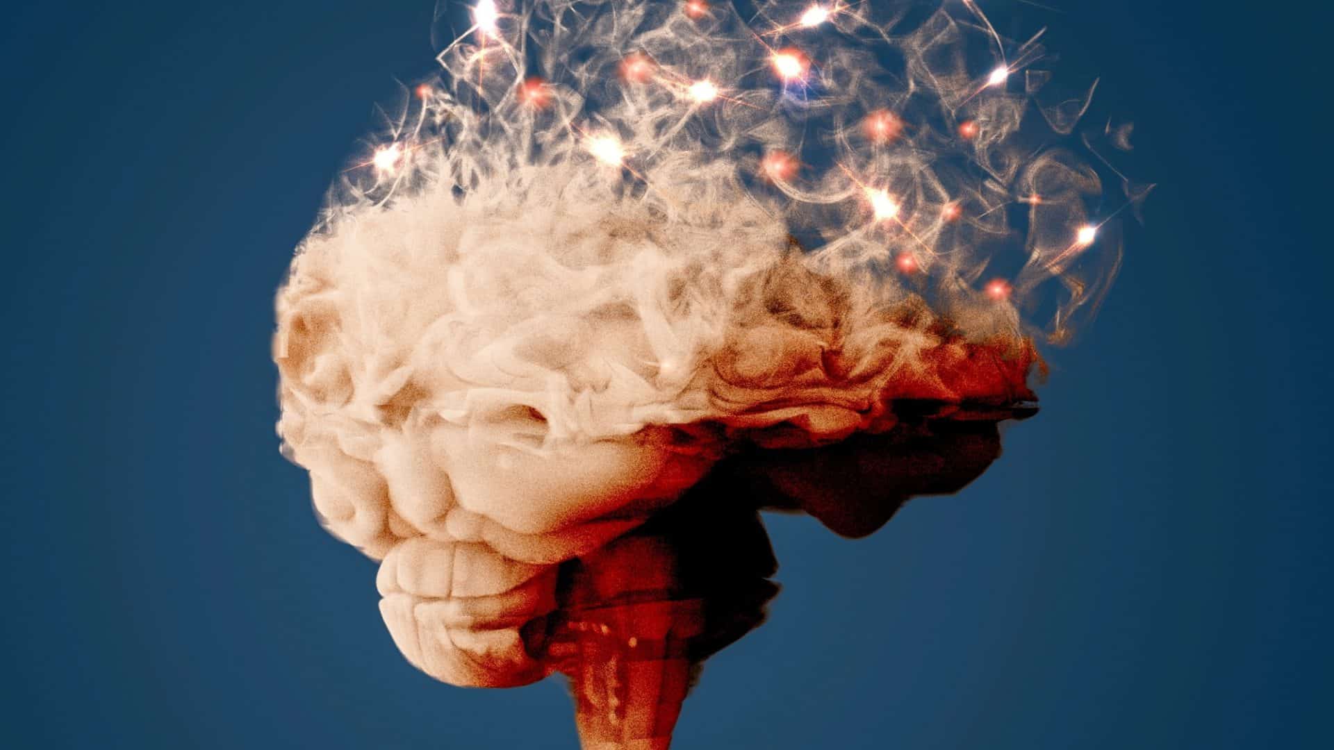 Cérebro visto de lado. Doença degenerativa. Doenças degenerativas cerebrais, Alzheimer