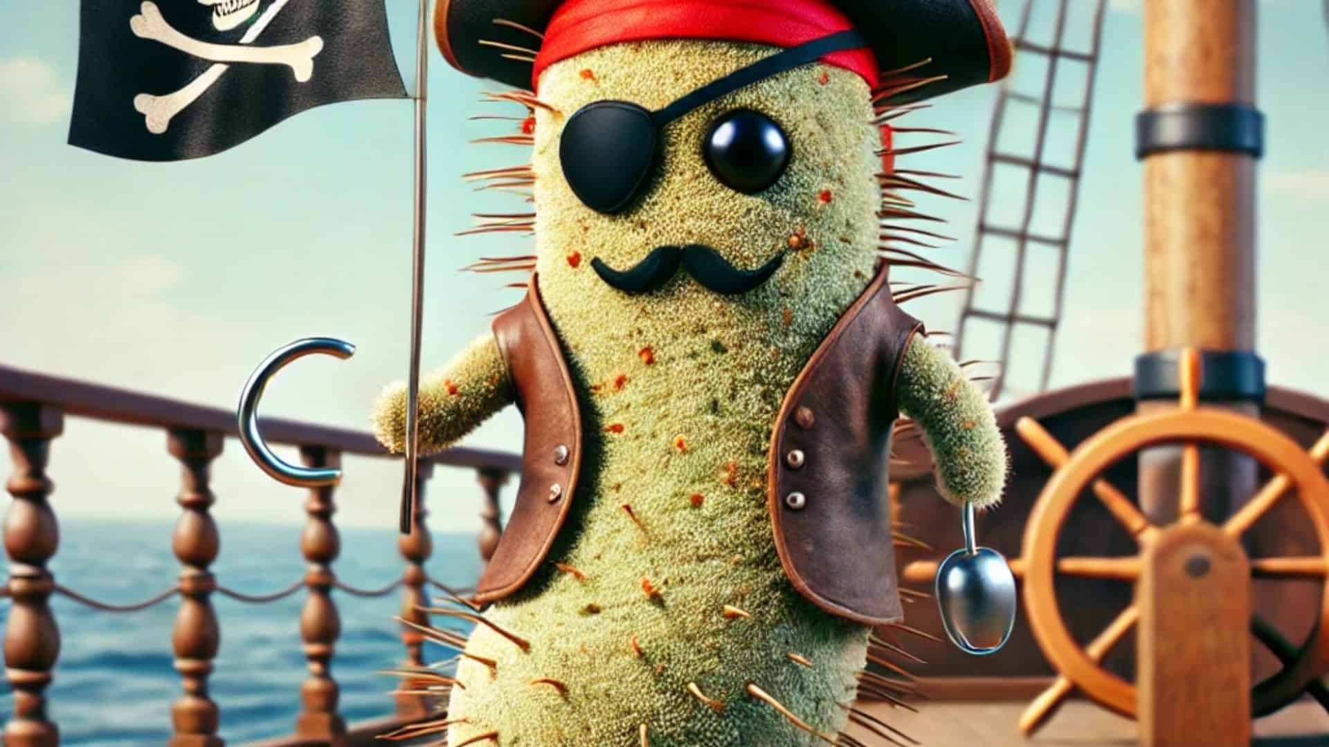 Ilustração gerada por IA de uma bactéria usando trajes piratas