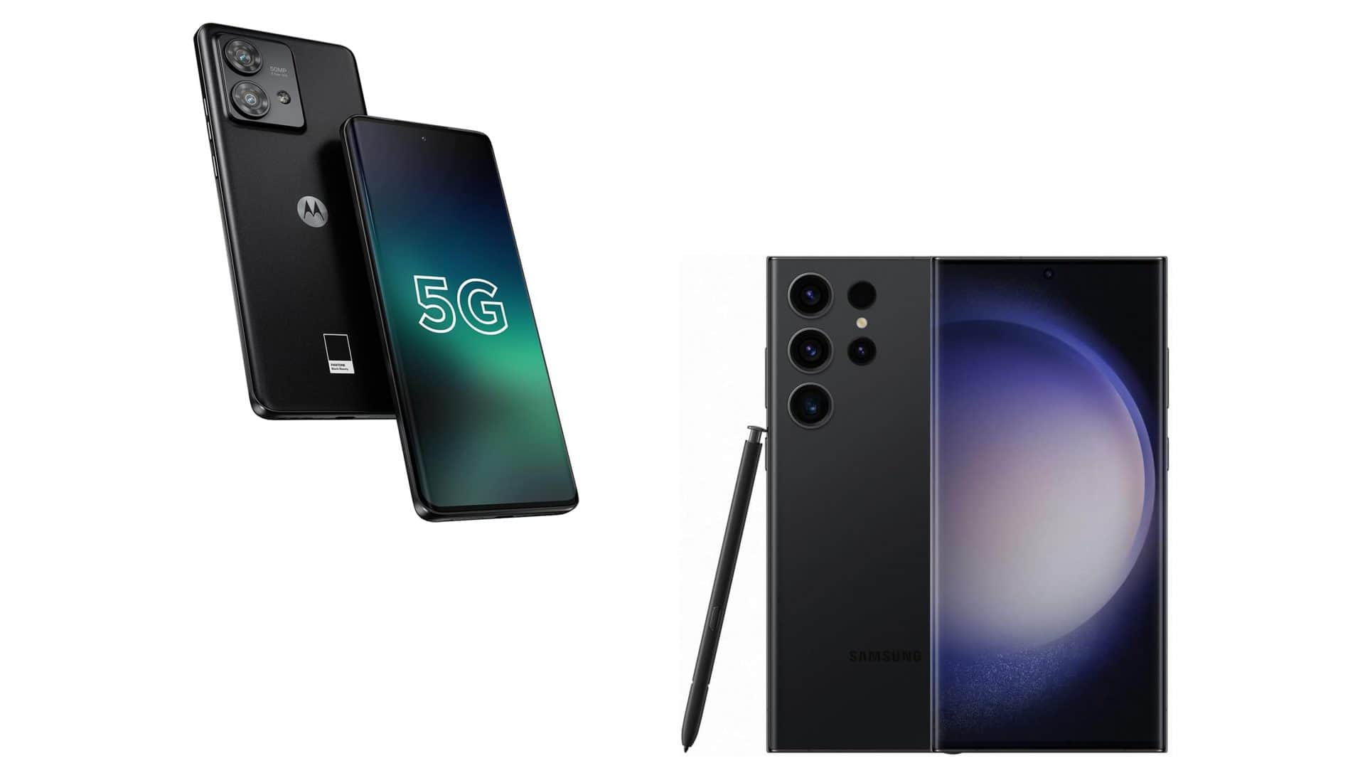 Montagem com celulares da Motorola e da Samsung em promoção na Amazon