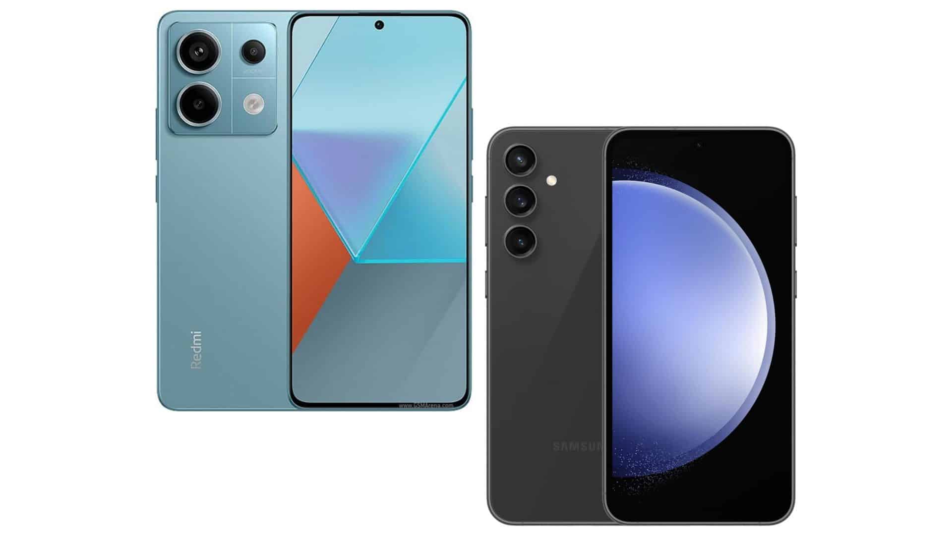 Montagem com celulares da Xiaomi e da Samsung em promoção da Amazon