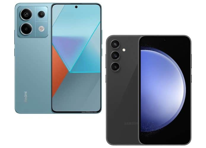 Montagem com celulares da Xiaomi e da Samsung em promoção da Amazon