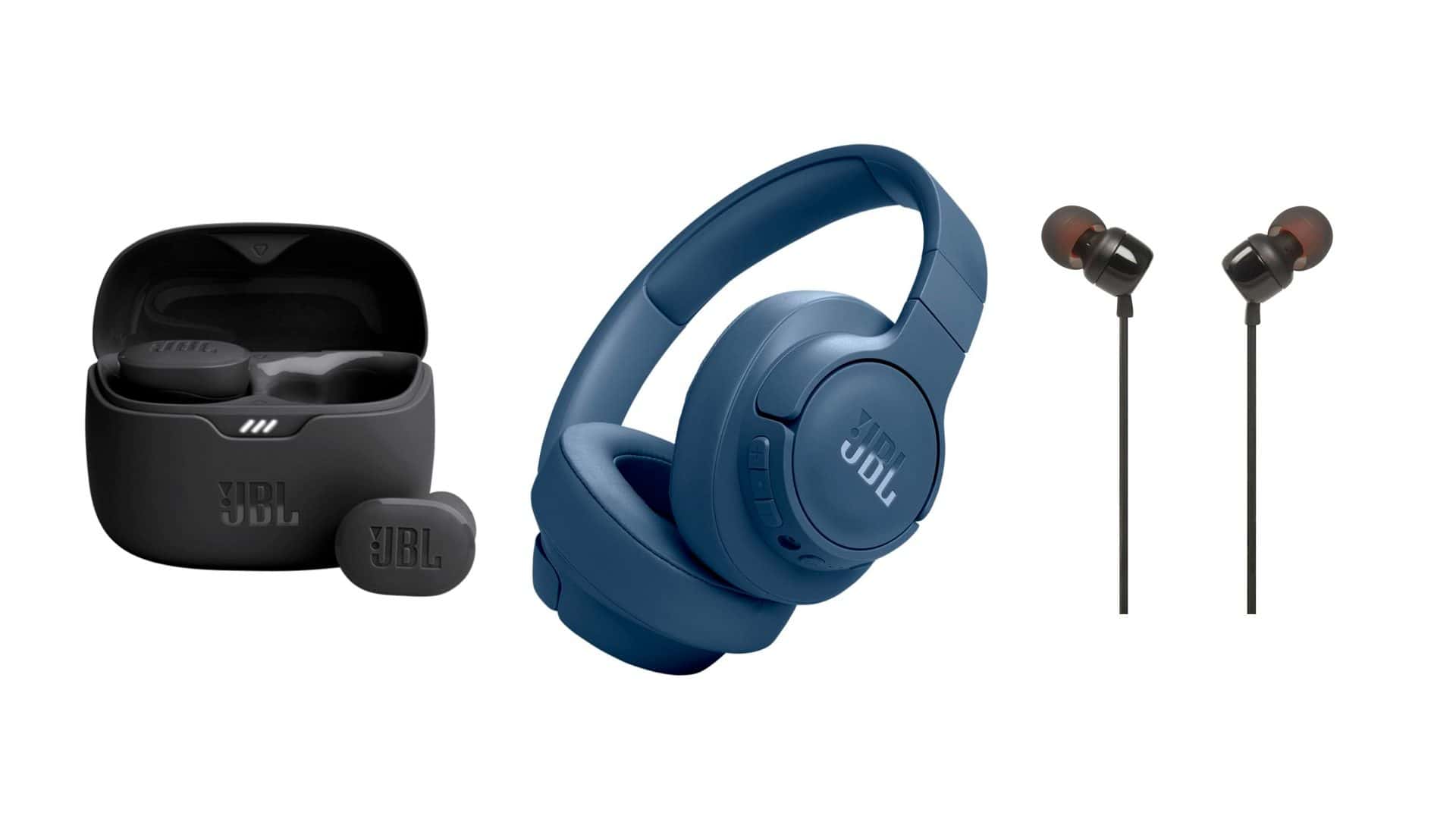 Montagem com fones de ouvido da JBL em promoção na Amazon