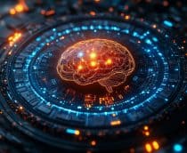 Ilustração de cérebro em chip para representar inteligência artificial