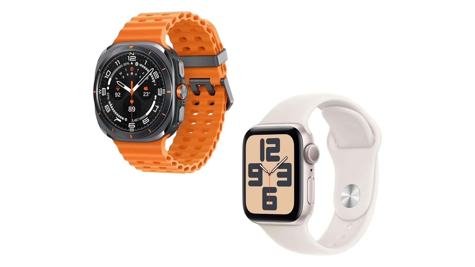 Montagem com modelos de smartwatch em promoção na Amazon