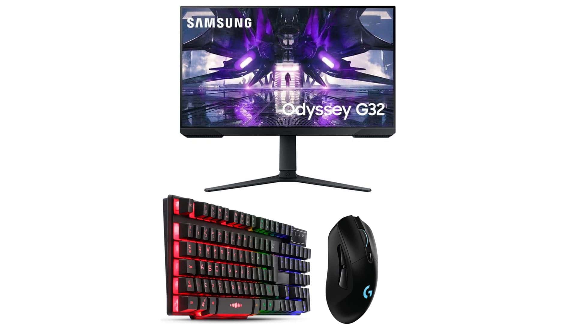 Montagem com monitor, teclado e mouse gamer em promoção na Amazon