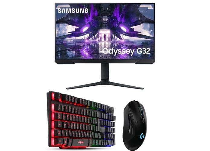 Montagem com monitor, teclado e mouse gamer em promoção na Amazon