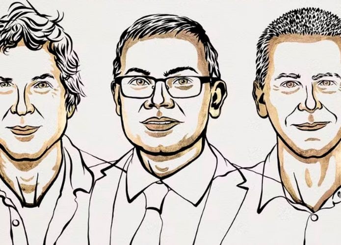 Ilustração dos ganhadores do Nobel de Química 2024