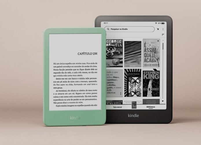 Novos modelos colorido (no caso, verde) e preto do Kindle da Amazon