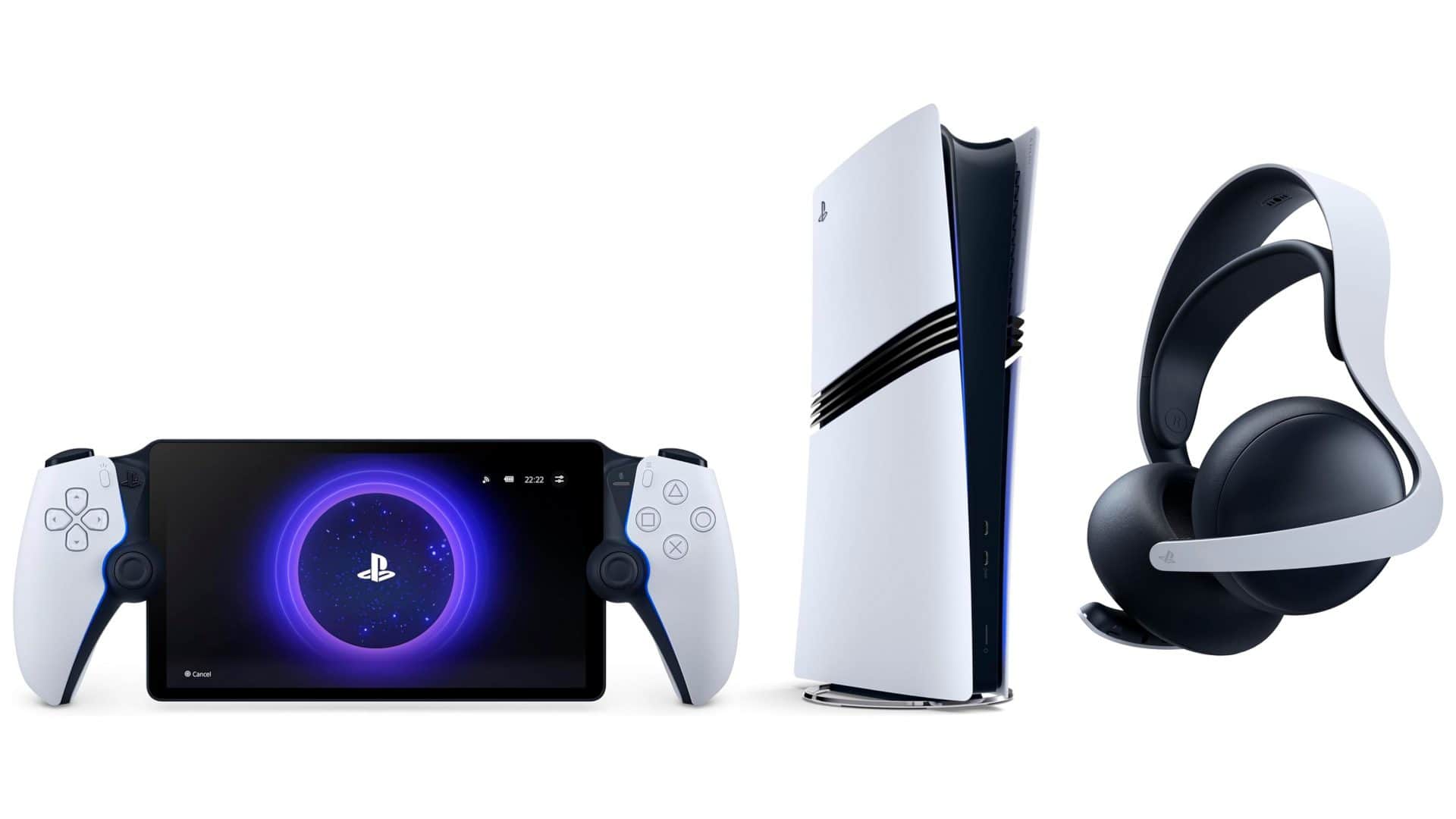 Montagem com PS5 Portal e Pro e headset para PlayStation em promoção na Amazon
