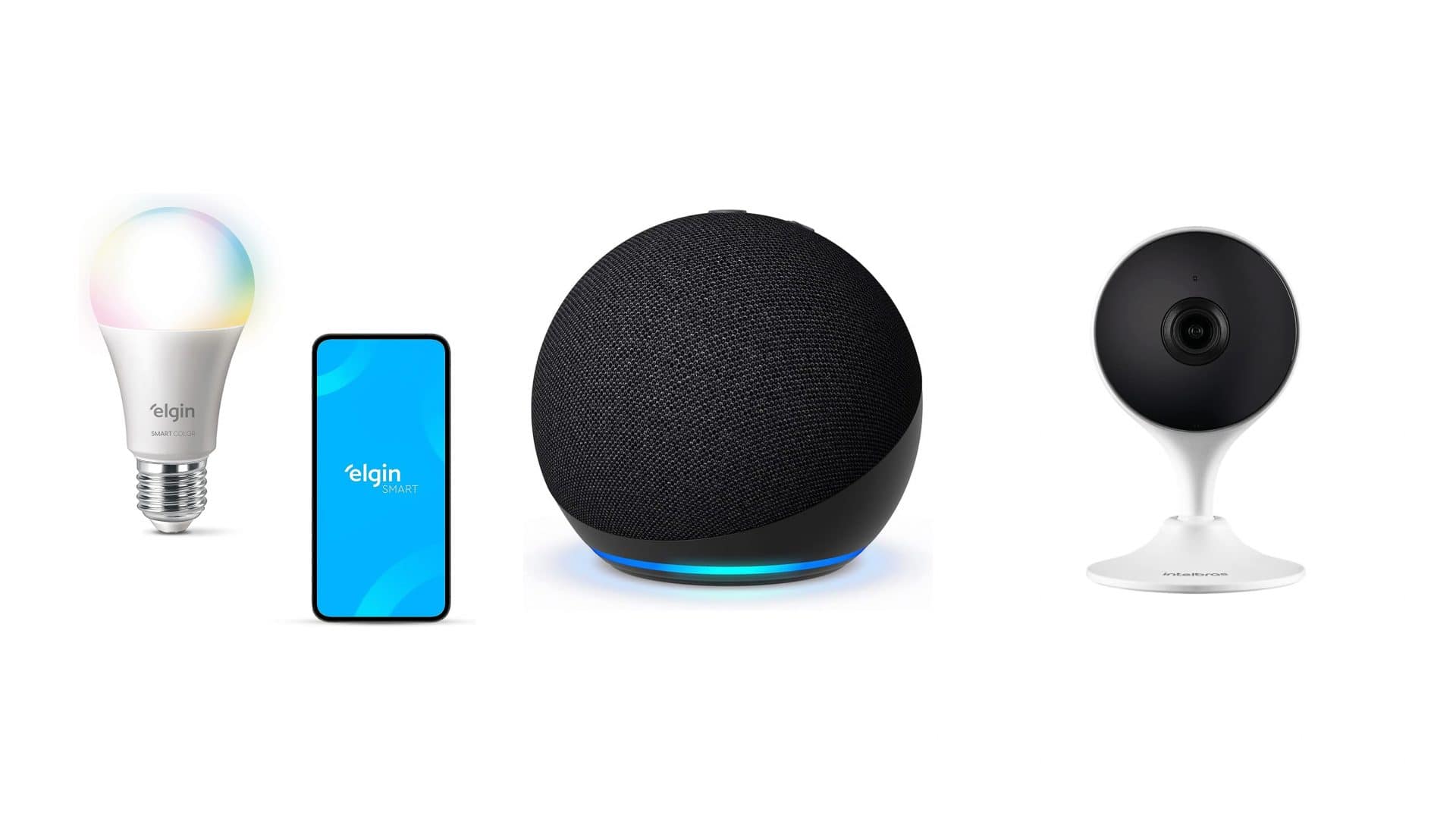 Montagem com aparelhos de casa inteligente em promoção na Amazon