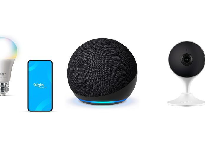 Montagem com aparelhos de casa inteligente em promoção na Amazon