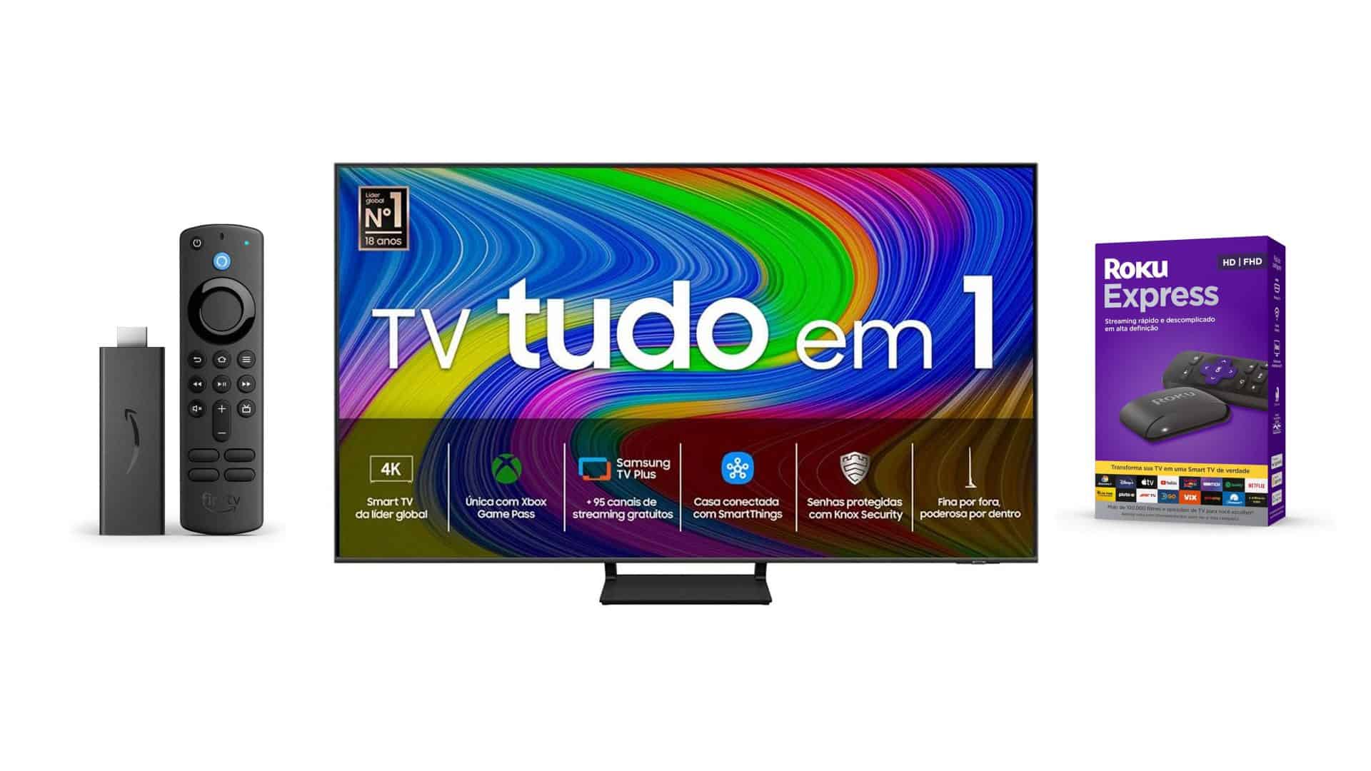 Montagem com TV e acessórios em promoção na Amazon