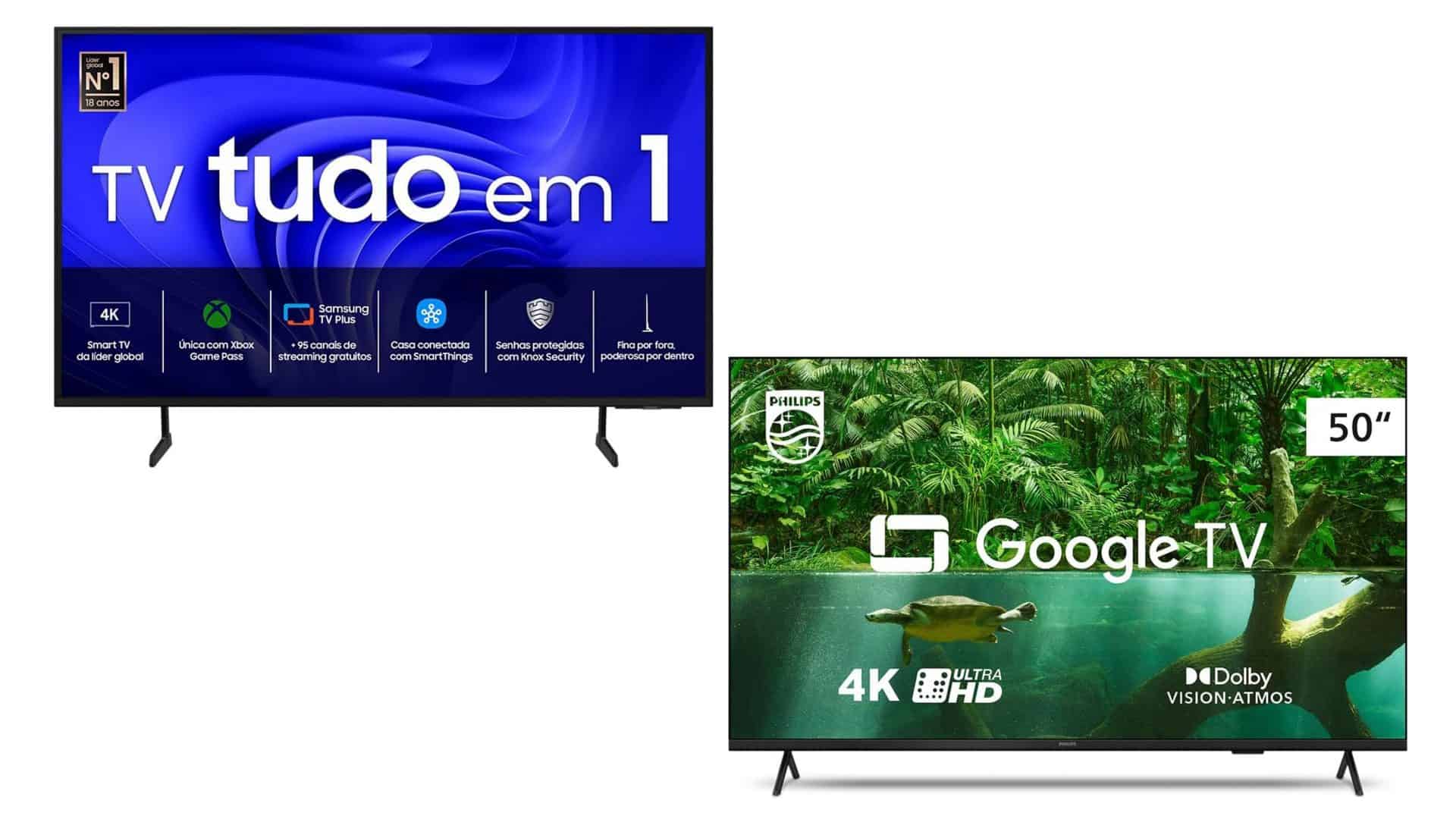Montagem com smart TVs em promoção na Amazon
