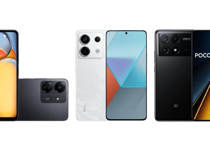 Montagem de celulares da Xiaomi em promoção da Amazon