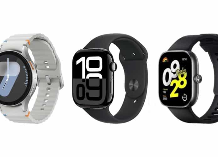 Montagem com modelos de smartwatch em promoção na Amazon