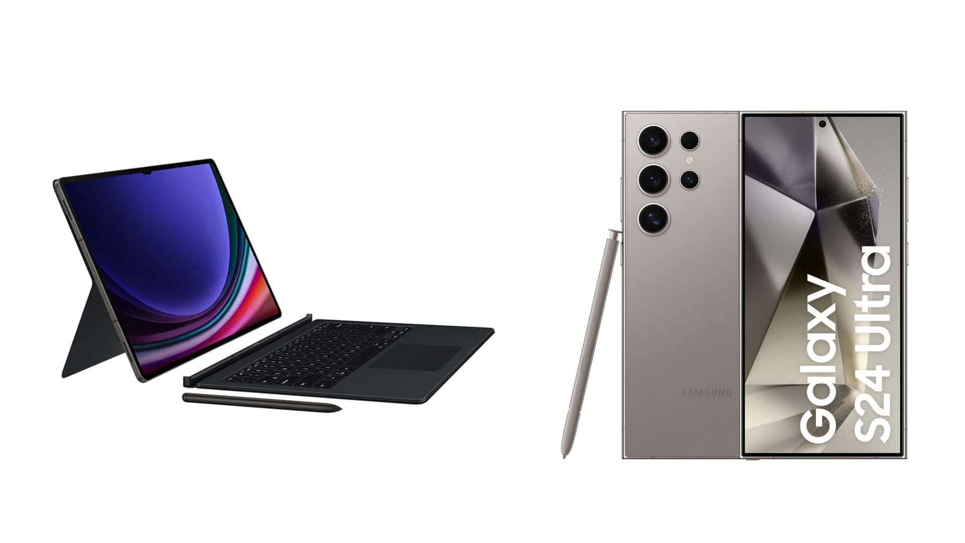 Montagem com tablet e celular da Samsung em promoção na Amazon