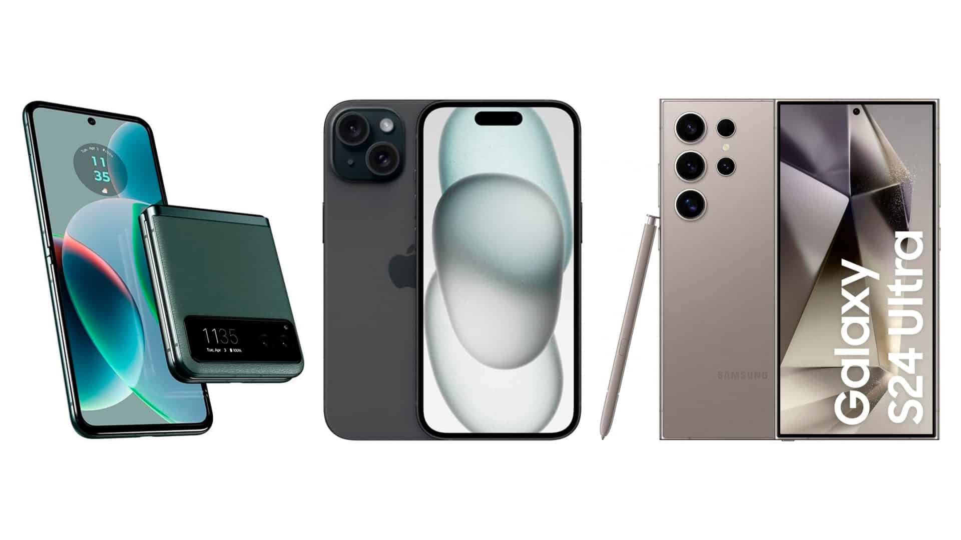 Montagem com iPhone e celulares da Motorola e da Samsung em promoção na Amazon