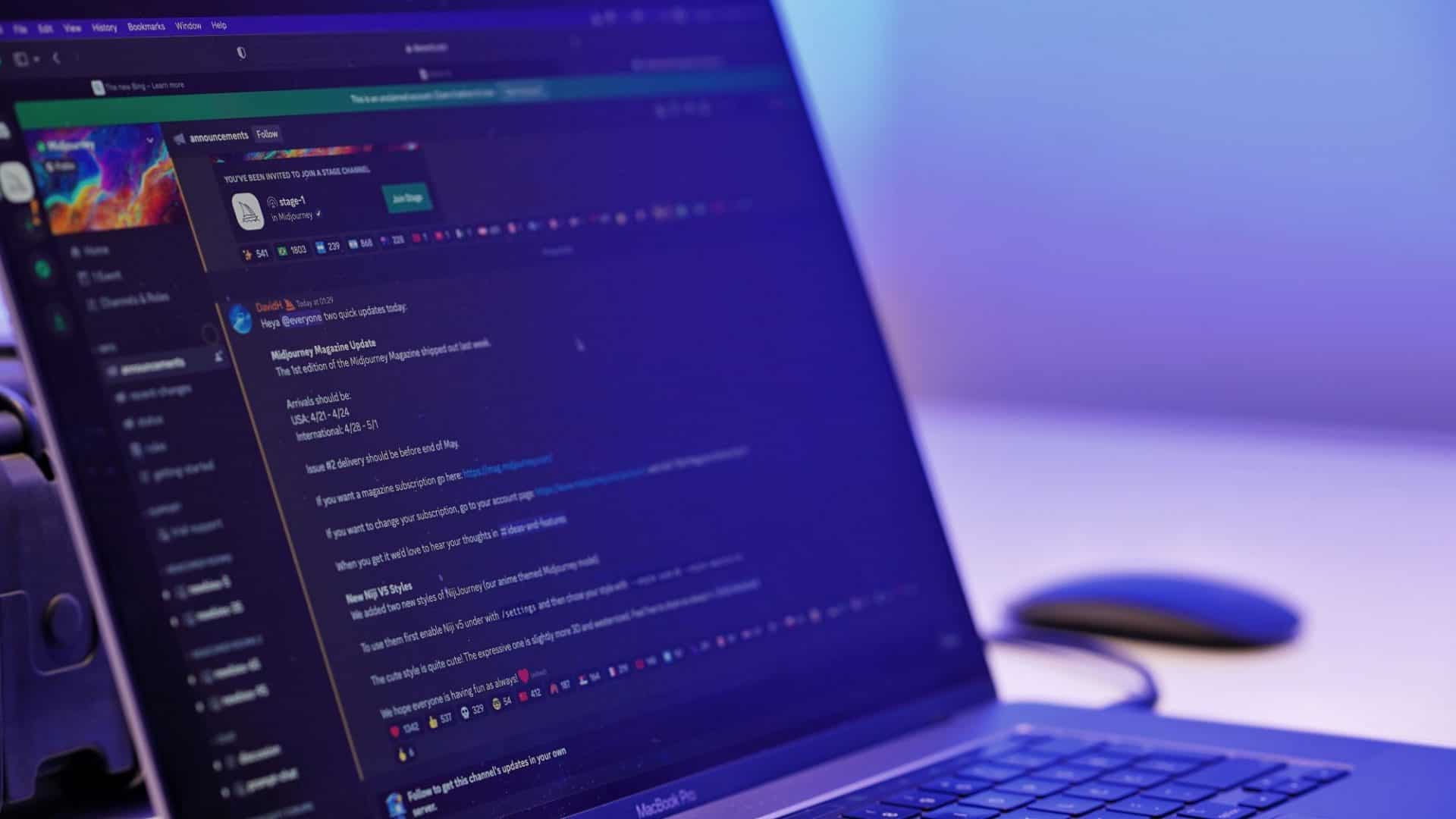 Discord aberto em notebook